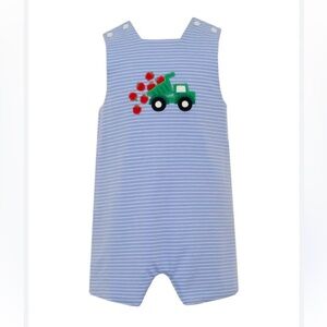 Claire & Charlie periwinkle striped knit Jon Jon embroidered Apple dump truck